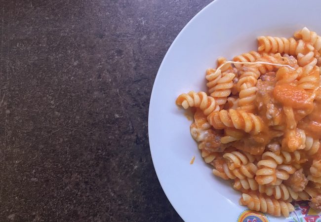 pasta zucca salsiccia e scamorza